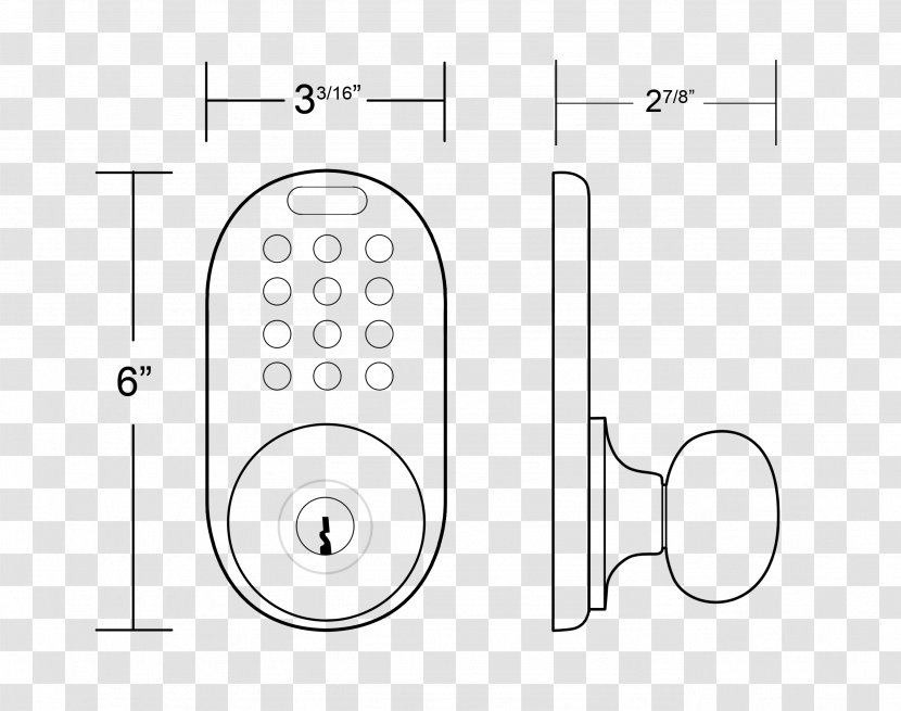 Door Handle Drawing Circle Technology - Electronic Locks Transparent PNG