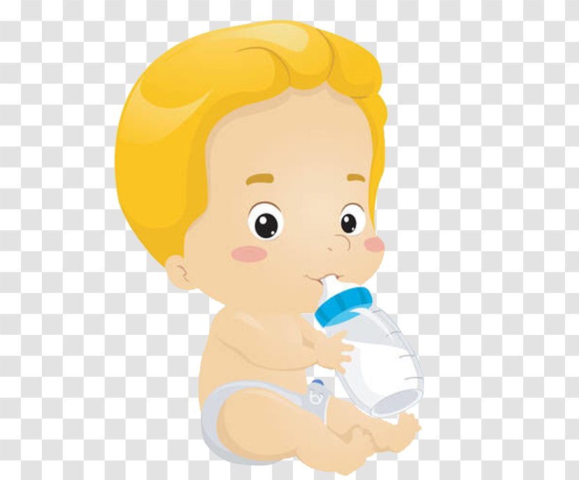 Milk Cartoon Drawing Illustration - The Golden Hair Male Baby In Transparent PNG