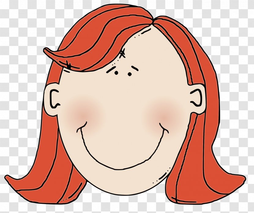 Ear Cheek Red Hair Forehead - Text - Line Art Happy Transparent PNG