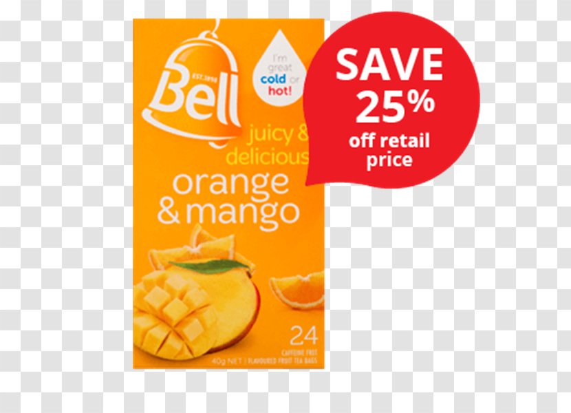 Orange Drink Tea Bag Vegetarian Cuisine - Mango - Paper Cut Bell Transparent PNG