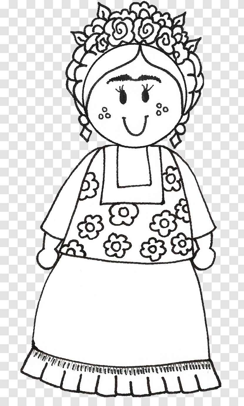 Drawing Line Art Coloring Book Clothing - Frame - FRIDA Transparent PNG