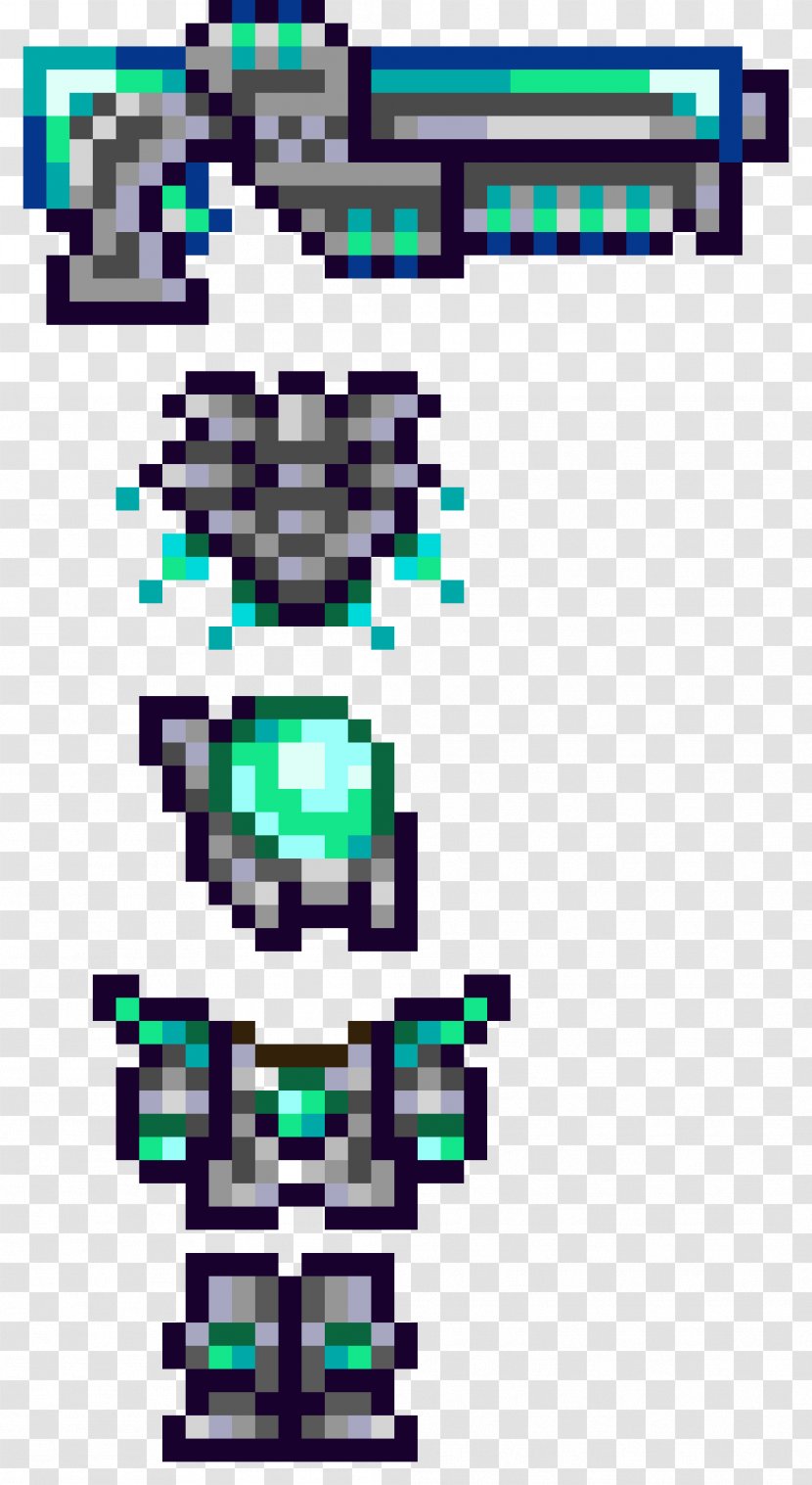 Terraria Armour Pixel Art Video Games Sprite - Shield - Emerald Minecraft Armor Transparent PNG