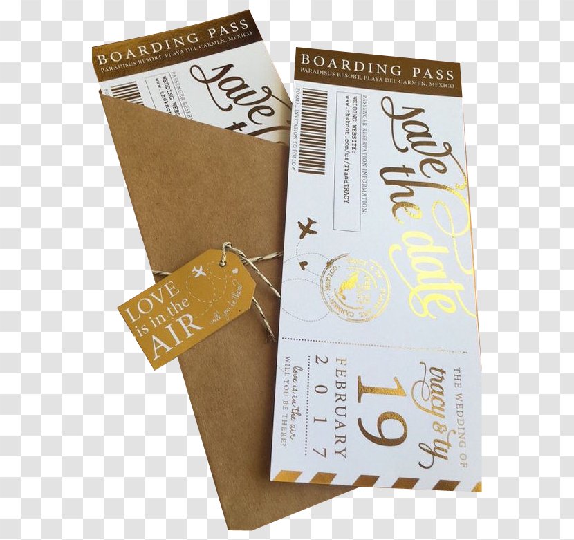 Wedding Invitation Boarding Pass Save The Date Travel - Baggage Transparent PNG