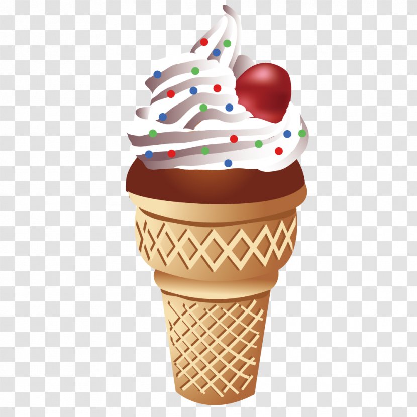Ice Cream Cone Gelato Chocolate - Confectionery - Vector Art Cones Transparent PNG