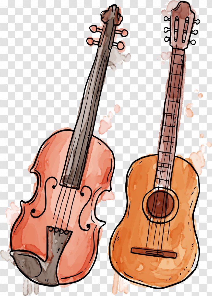 Musical Instrument Violin Watercolor Painting - Heart - Vector Drawing Instruments Transparent PNG