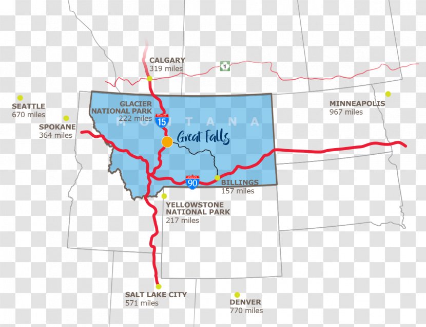 Great Falls Shelby Map Yosemite National Park Las Vegas - Yellowstone County Montana Transparent PNG
