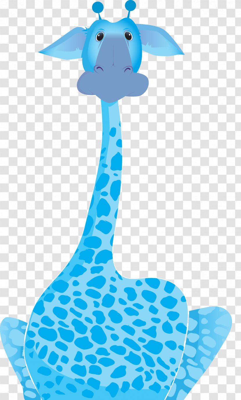 Northern Giraffe Blue Cartoon Clip Art - Marine Mammal - Vector Transparent PNG