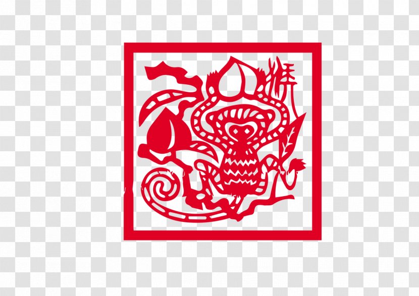 Chinese Zodiac Monkey Rat Snake Ox - Watercolor - Paper-cut Monkeys Transparent PNG