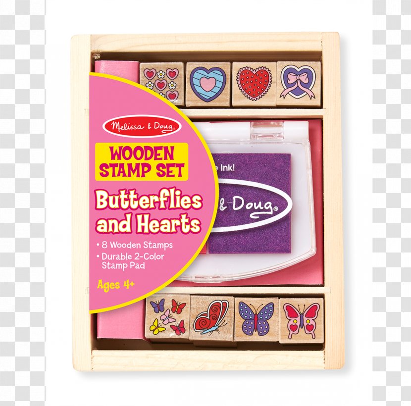 Melissa & Doug Baby Zoo Animals Stamp Set Toy Butterfly And Heart Wooden - Child Transparent PNG