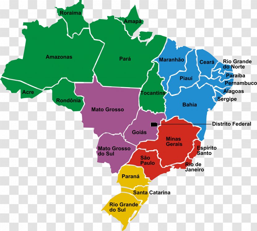Regions Of Brazil North Region, South Southeast Centro-Sul - World - Map Transparent PNG
