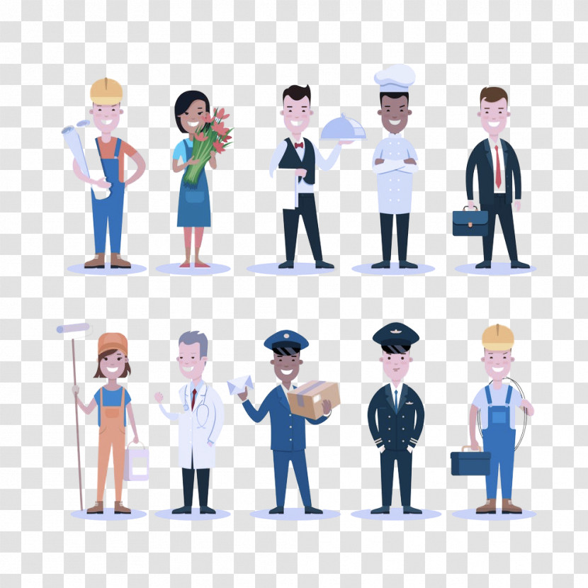 Cartoon Team Job Standing Uniform Transparent PNG