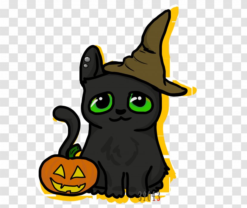 Black Cat Halloween Kitten Image - Tail Transparent PNG