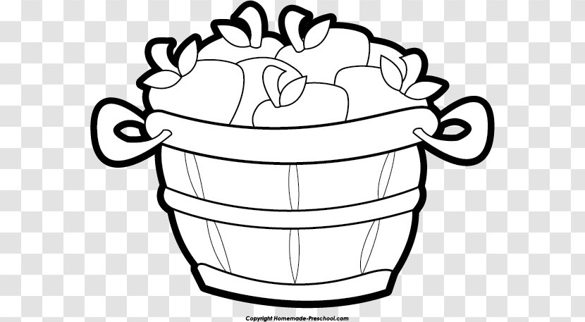The Basket Of Apples Black And White Clip Art - Coloring Book - Apple Bucket Cliparts Transparent PNG
