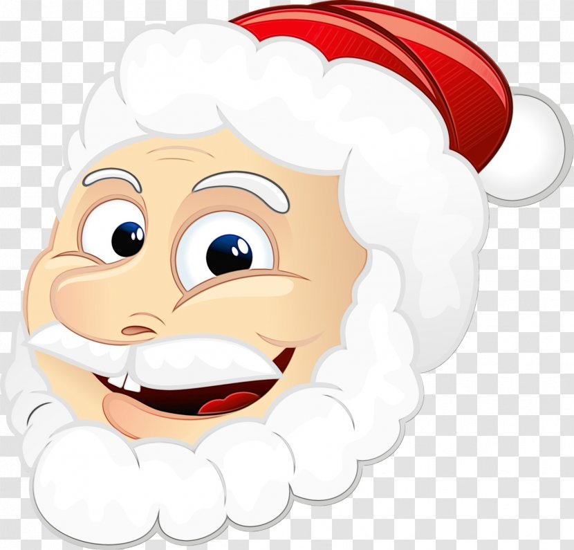 Santa Claus Cartoon - Head - Pleased Sticker Transparent PNG