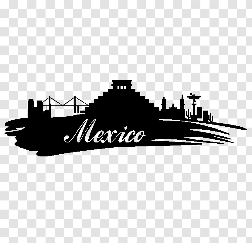 Mexico City Wall Decal Sticker - Monochrome - Design Transparent PNG