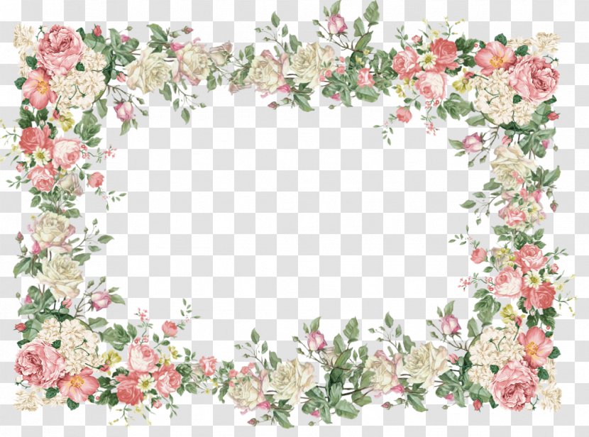 Wedding Invitation Flower Rose Vintage Clip Art - Blue - Floral Frame File Transparent PNG