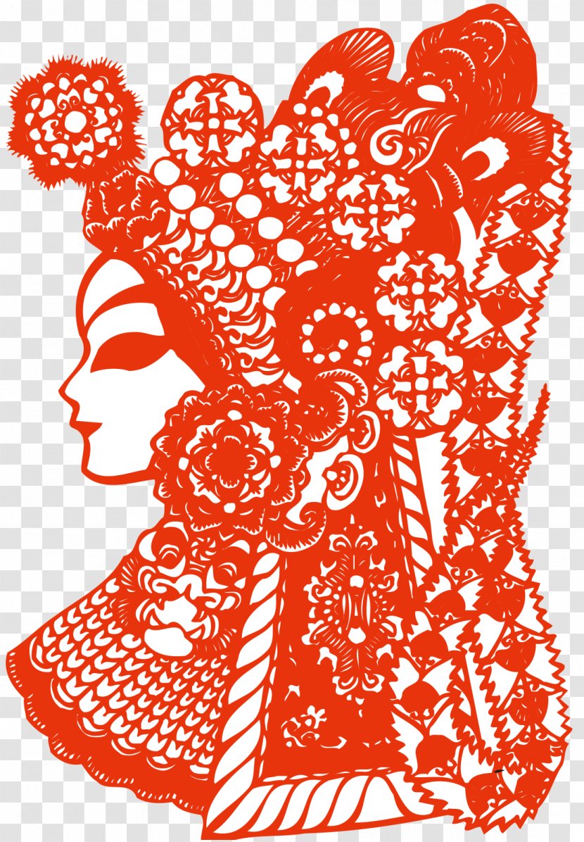 Peking Opera Chinese Paper Cutting Papercutting - Tree - Red Characters Transparent PNG