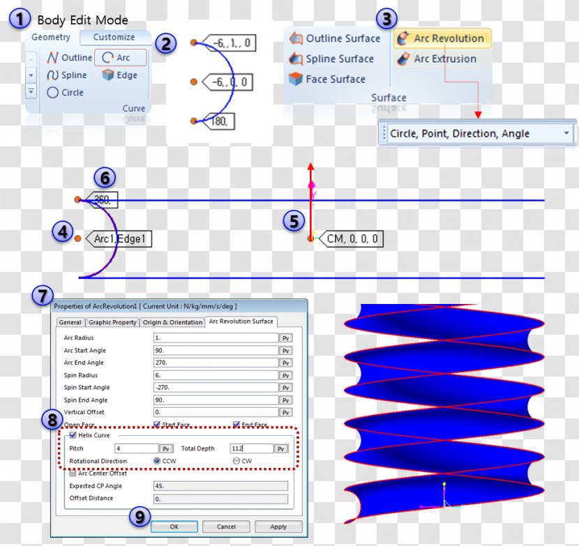 Surface Of Revolution Geometry Arc Point Helix - Web Page - Dialog Transparent PNG