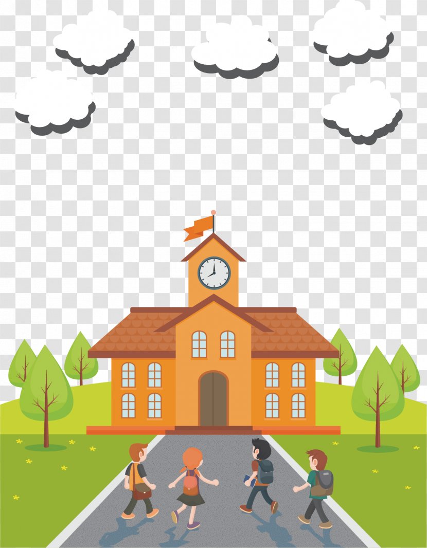 Student North Plainfield School District Cartoon - House - Vector Hand-painted Clock Tower Transparent PNG
