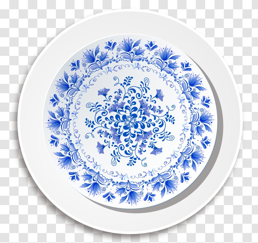 Blue And White Pottery Porcelain Gzhel - Design Transparent PNG