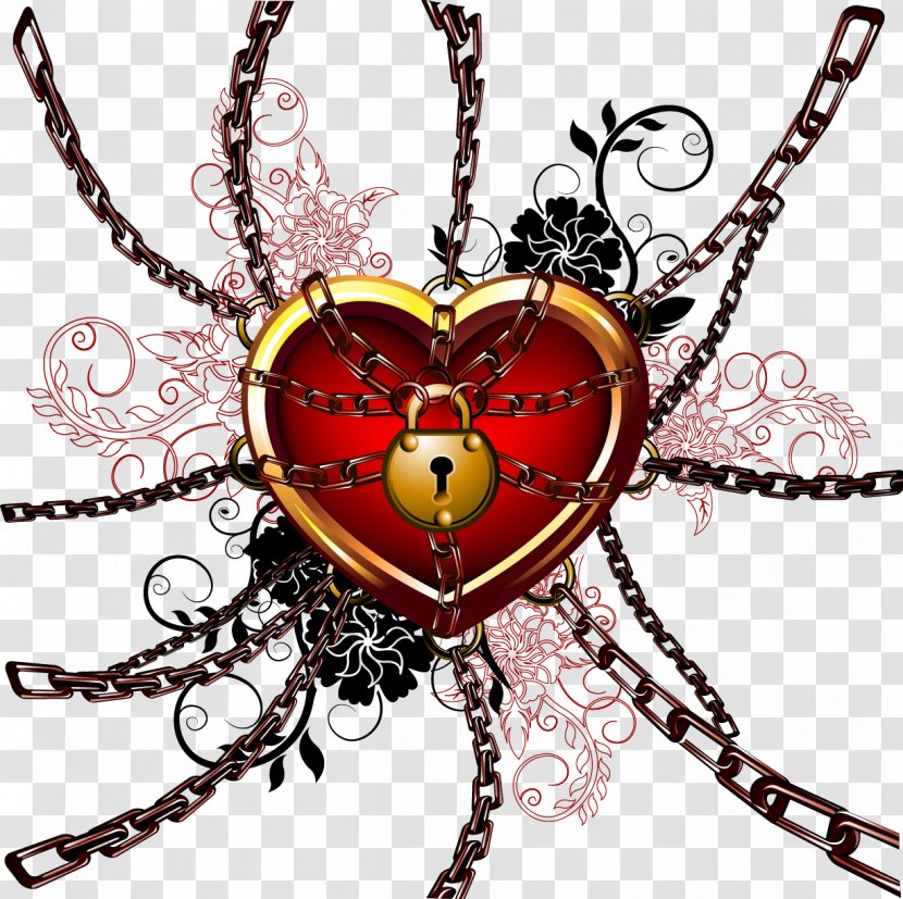 Chain Lock Icon - Silhouette - Iron Chains Locked Heart Transparent PNG