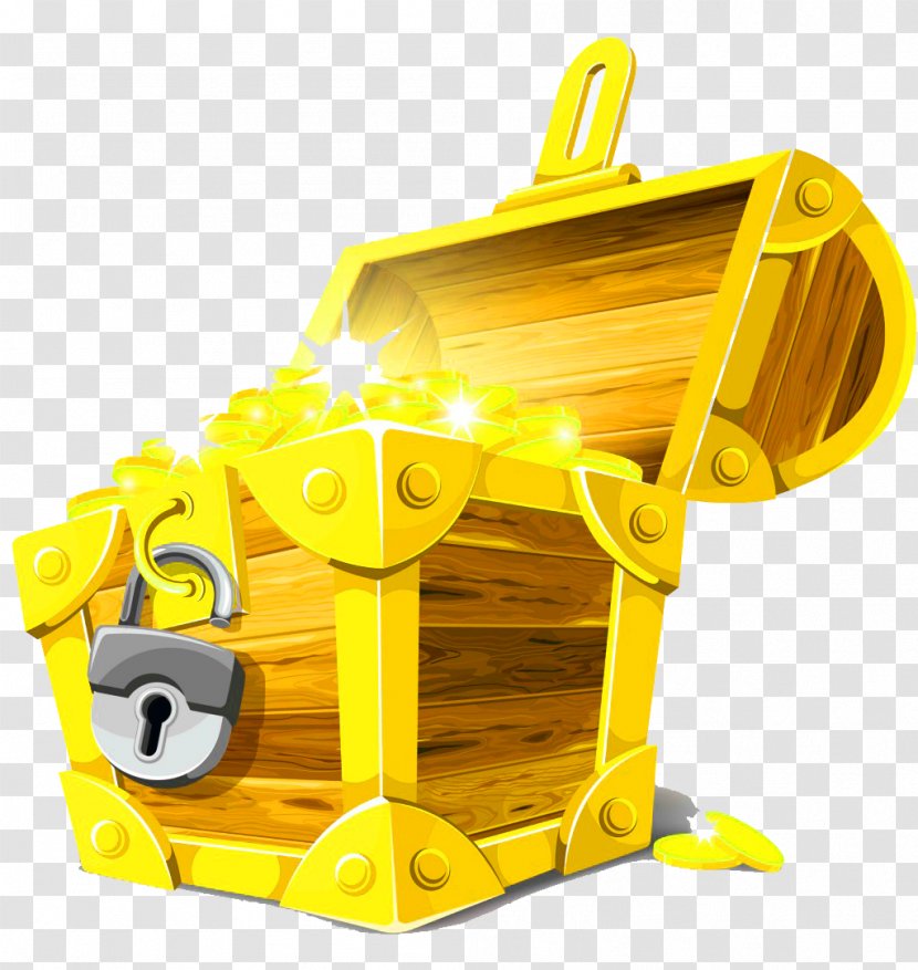 Buried Treasure Clip Art - Yellow - A Box Of Gold Transparent PNG