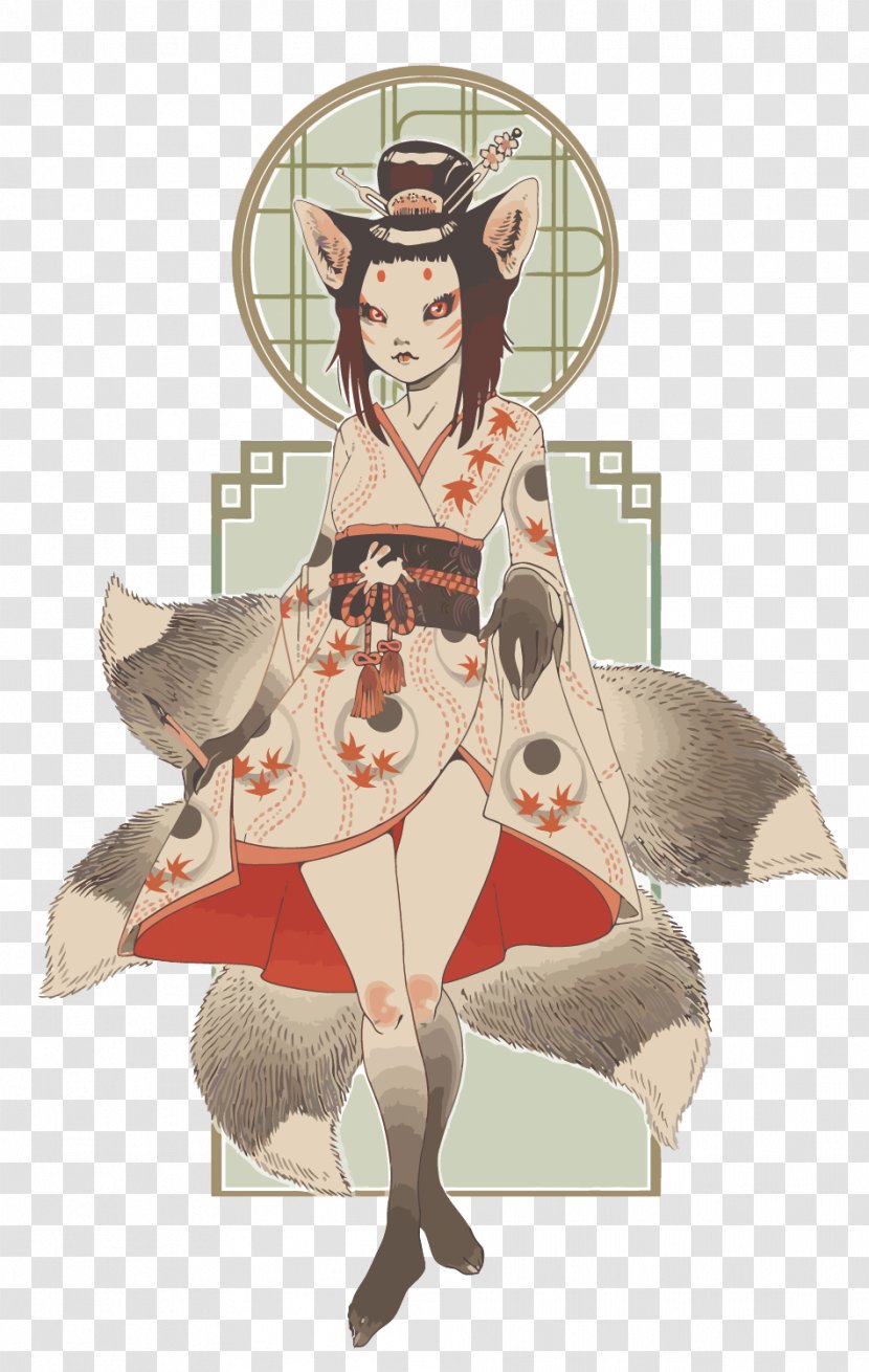 Kitsune Oni Yu014dkai Hyakki Yagyu014d Illustration - Designer - Vector Japanese Jubileu Fox Transparent PNG