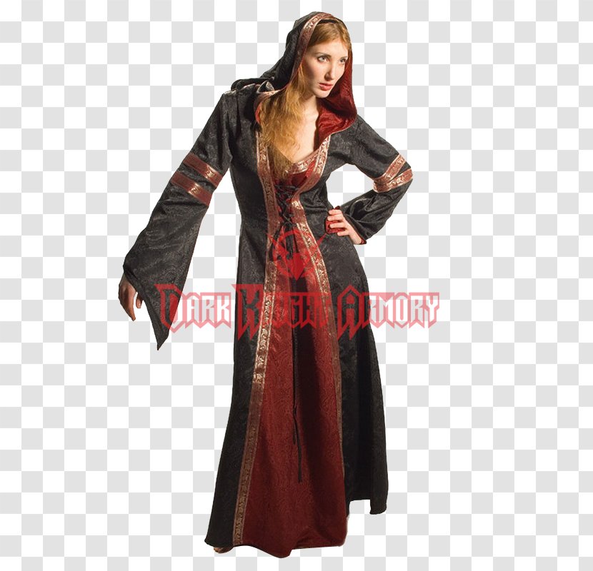 Robe Middle Ages Dress Clothing Hood - Sleeve Transparent PNG
