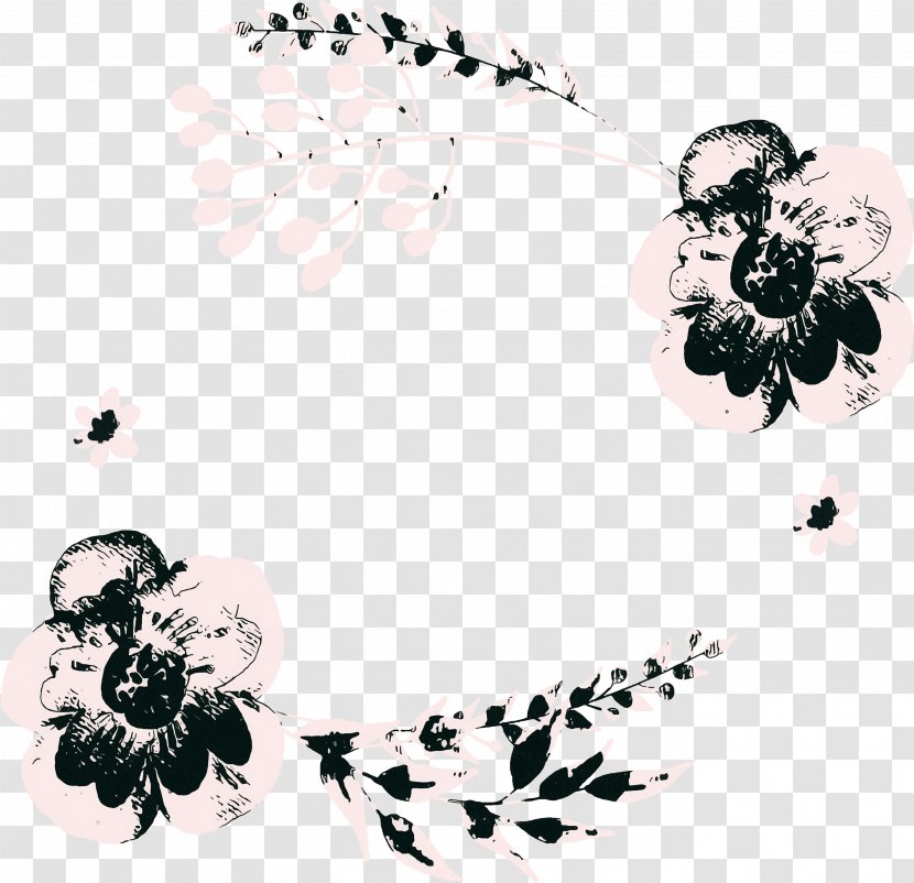 Black-and-white Plant Flower Blossom Clip Art Transparent PNG