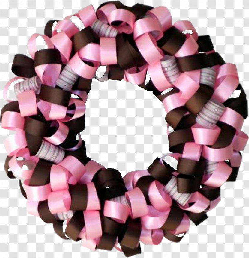 Wreath Pink Brown Ribbon Flower - Annulus - Ring Transparent PNG