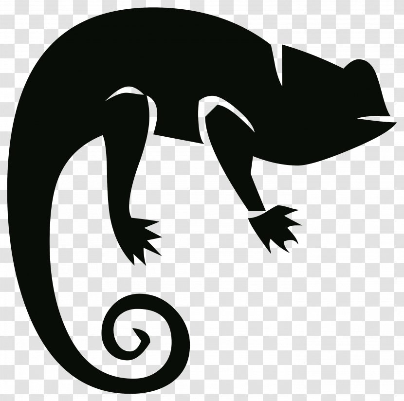 Chameleons Drawing Lizard Silhouette - Black And White - Chameleon Transparent PNG