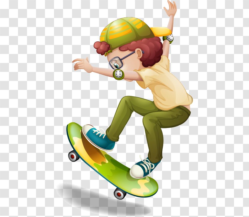 Skateboarding Isketing Illustration - Human Behavior - Pattern Cartoon Boy Riding Scooter Transparent PNG