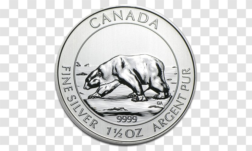 Polar Bear Silver Coin Bullion Canada - Gold - Metal Transparent PNG