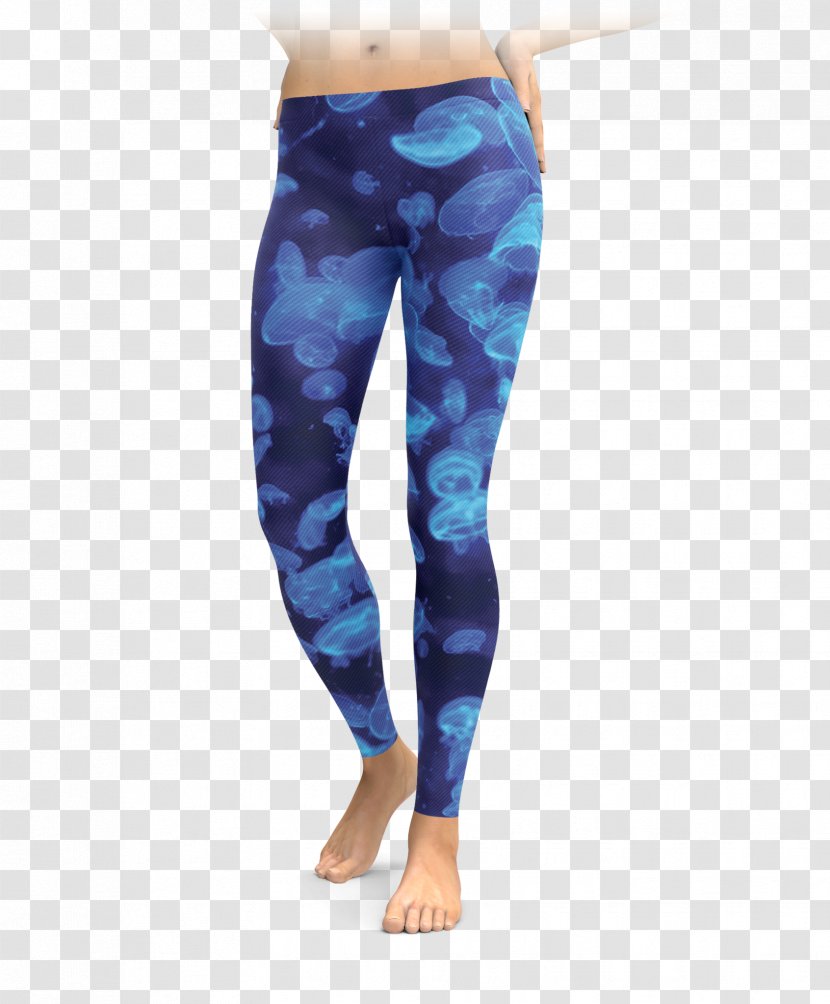 T-shirt Leggings Yoga Pants Top - Blue Jellyfish Transparent PNG