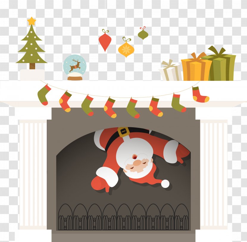 Santa Claus Fireplace Christmas - Room - Vector Drill Chimney Transparent PNG