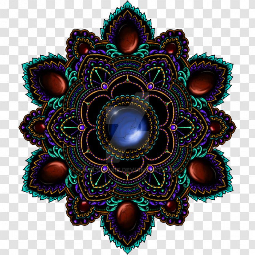 Mandala Kaleidoscope Drawing Color Pattern - Teal - Purple Background Transparent PNG