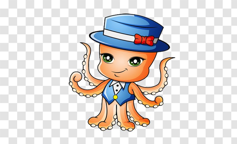 Octopus Takoyaki Cartoon Clip Art - Fashion Accessory - Hat Material Picture Transparent PNG