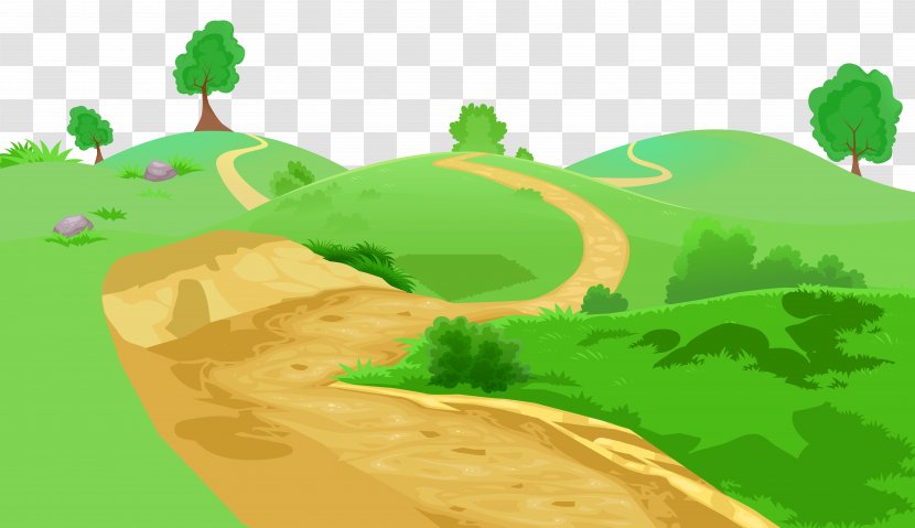 Clip Art - Landscape - Grass And Pathway Transparent Image Transparent PNG