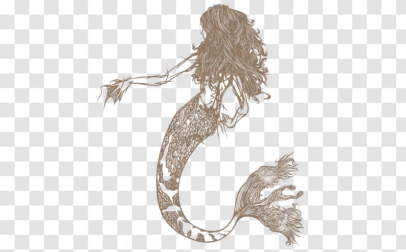 Ariel Line Art Drawing Mermaid - Melusine Transparent PNG