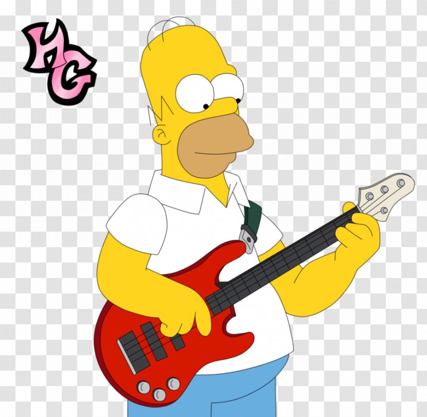 Homer Simpson Lisa Bart Bass Guitar - Watercolor - The Simpsons Movie Transparent PNG
