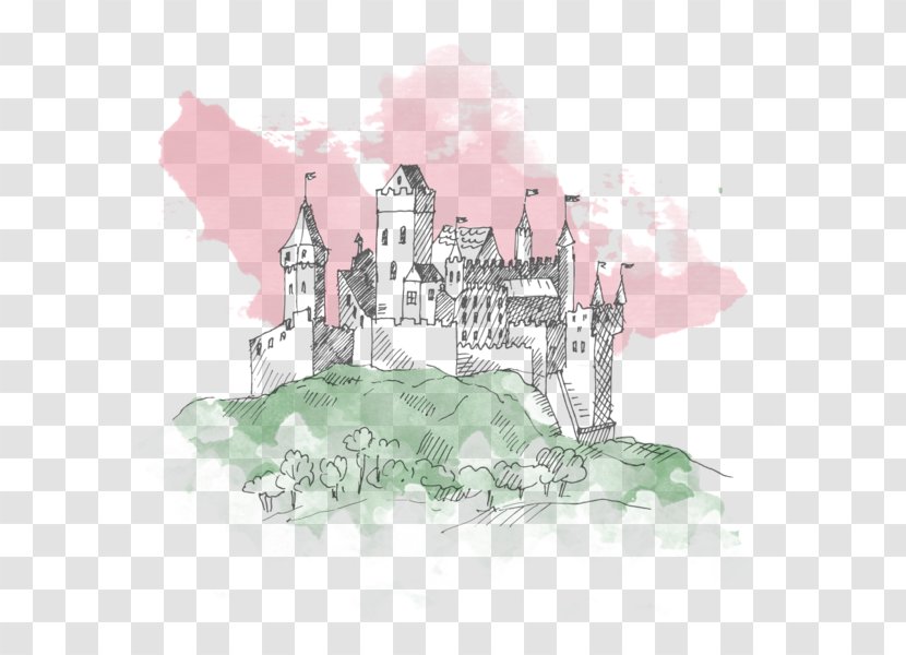 Castle Drawing Sketch - Pink - Princess Transparent PNG