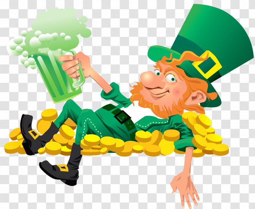 Saint Patrick's Day March 17 Shamrock Clip Art - Leprechaun With Beer PNG Clipart Transparent PNG
