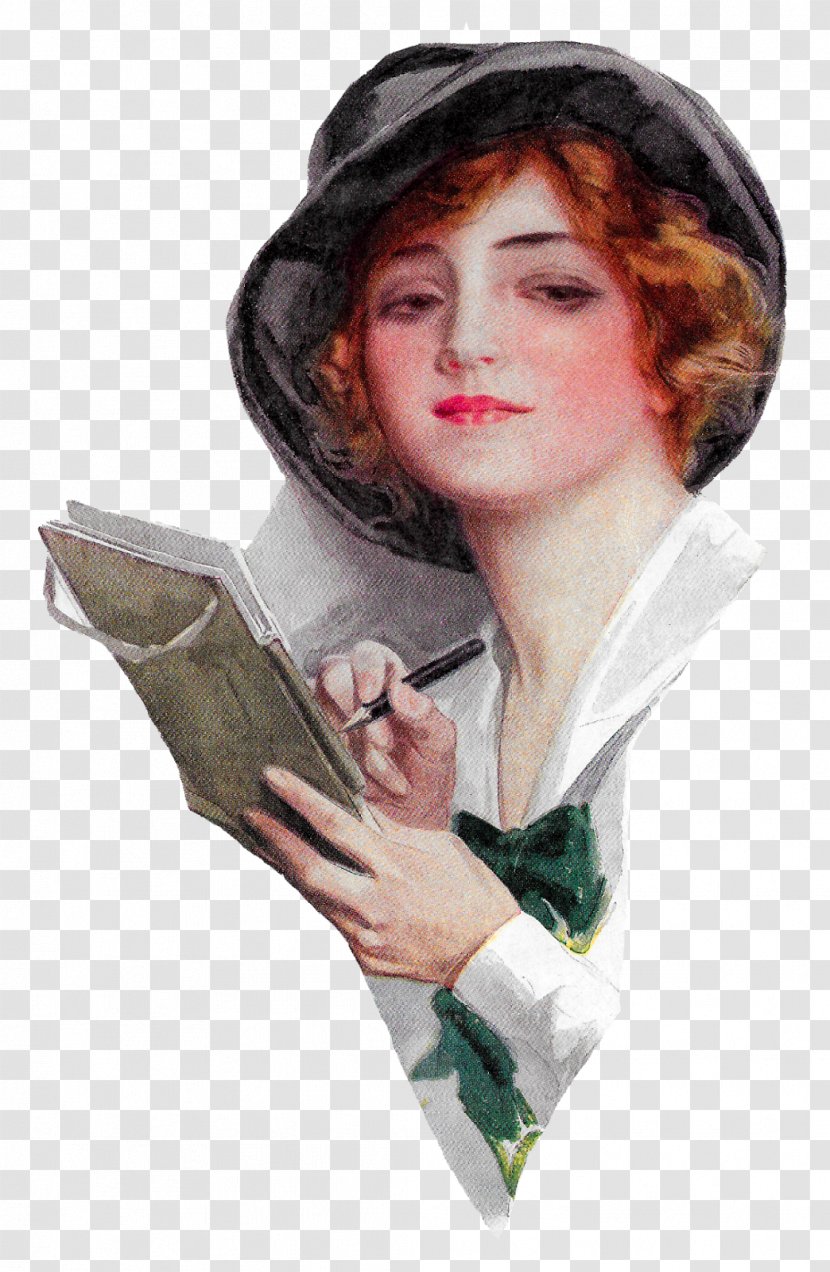 Cosmopolitan Illustrator Magazine American Beauties Art - Cover - Angelica Writing Transparent PNG