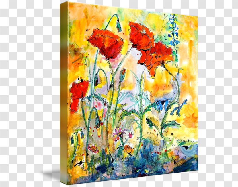 Floral Design Watercolor Painting Modern Art - Wall - Poppies Transparent PNG