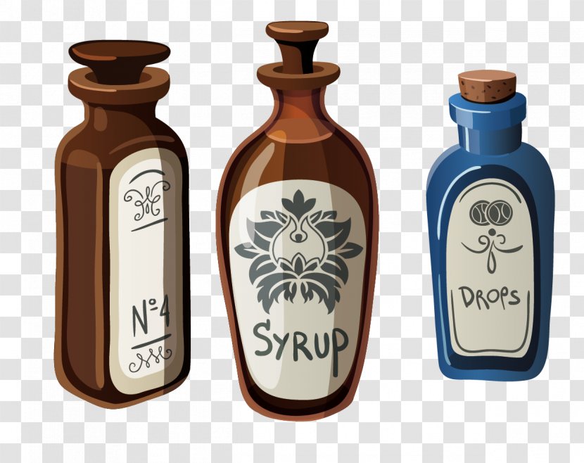 Apothecary Royalty-free Clip Art - Glass Bottle - Three Design Material Transparent PNG