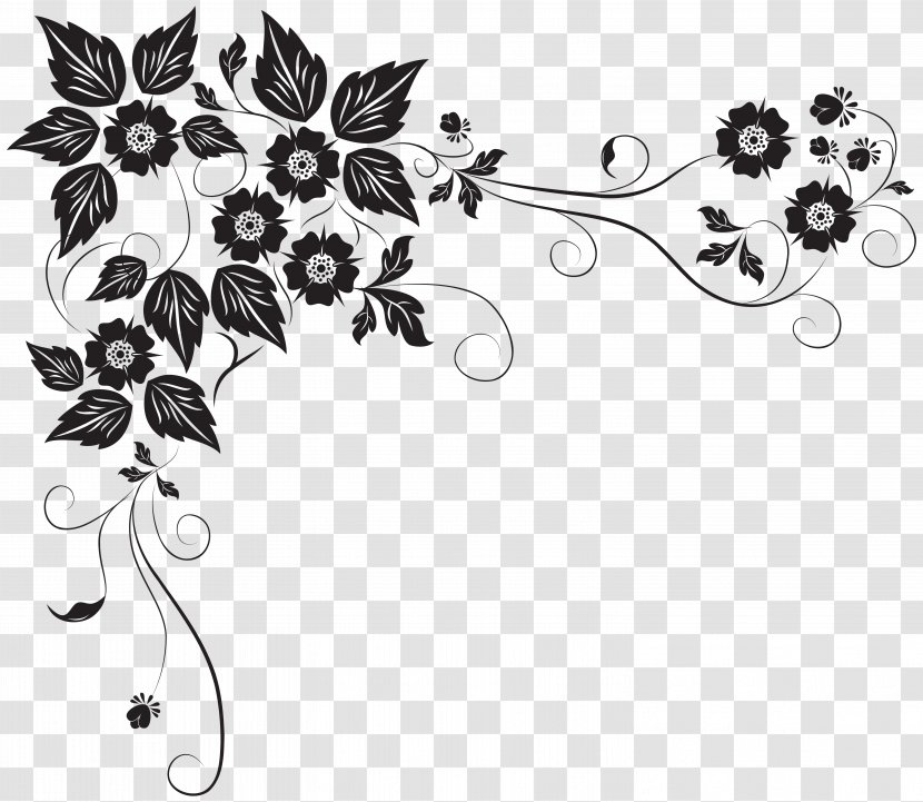Valentines Day Heart Clip Art - Scrapbooking - Black French Floral Border Picture Transparent PNG