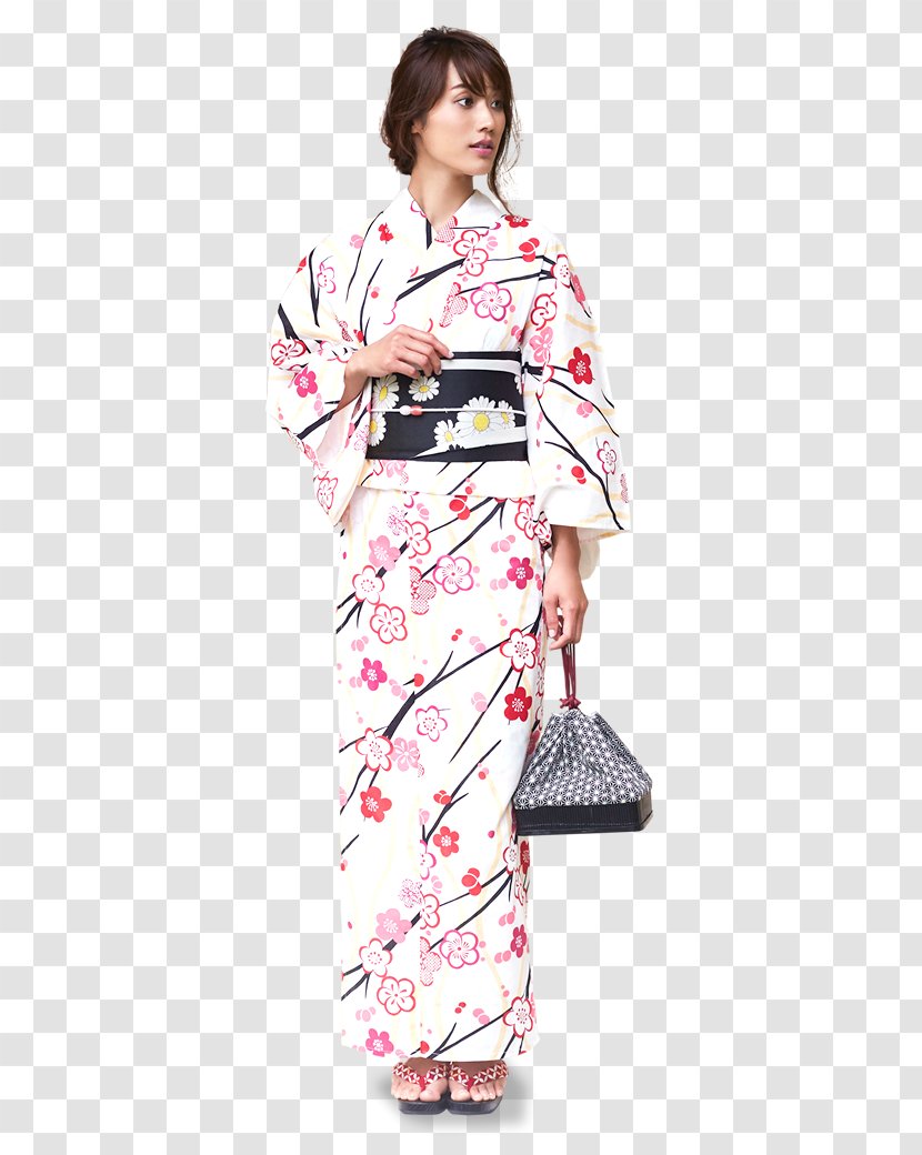 Kimono Pink Yukata Obi Cream - Flower - Gold Title Transparent PNG