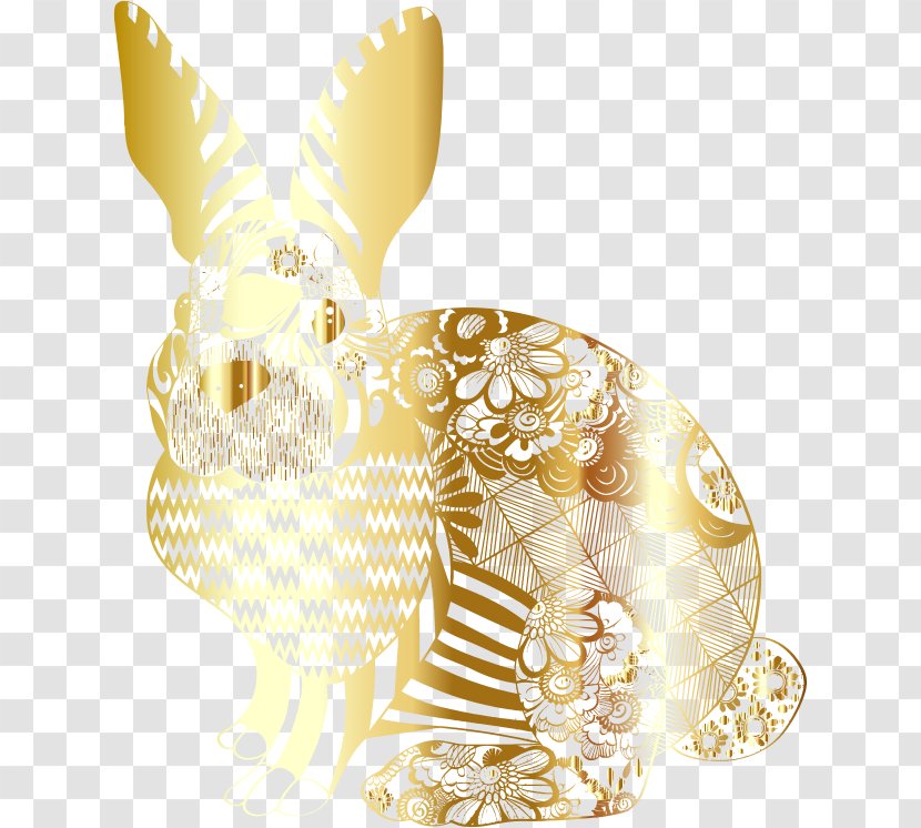 Easter Bunny T-shirt Rabbit Clip Art - Gold Flower Transparent PNG