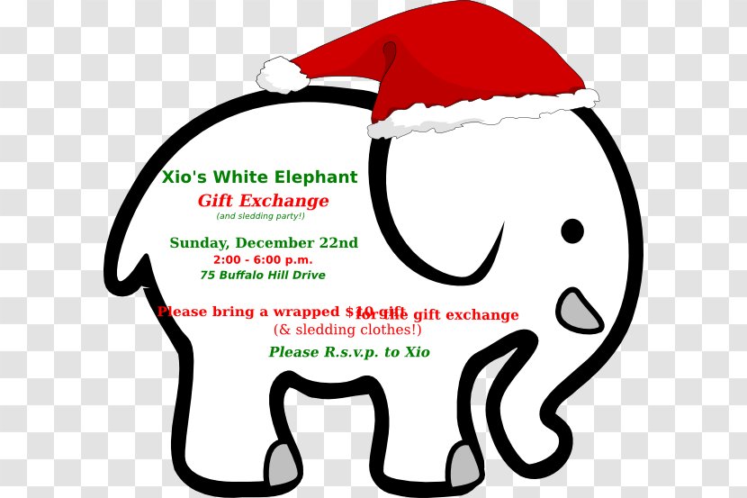 Elephantidae African Elephant White Clip Art - Gift Exchange - Invitation Transparent PNG