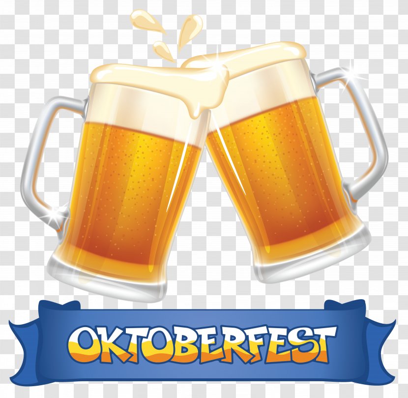Beer Glassware Oktoberfest Clip Art - In Germany - Blue Banner And Beers Clipart Image Transparent PNG